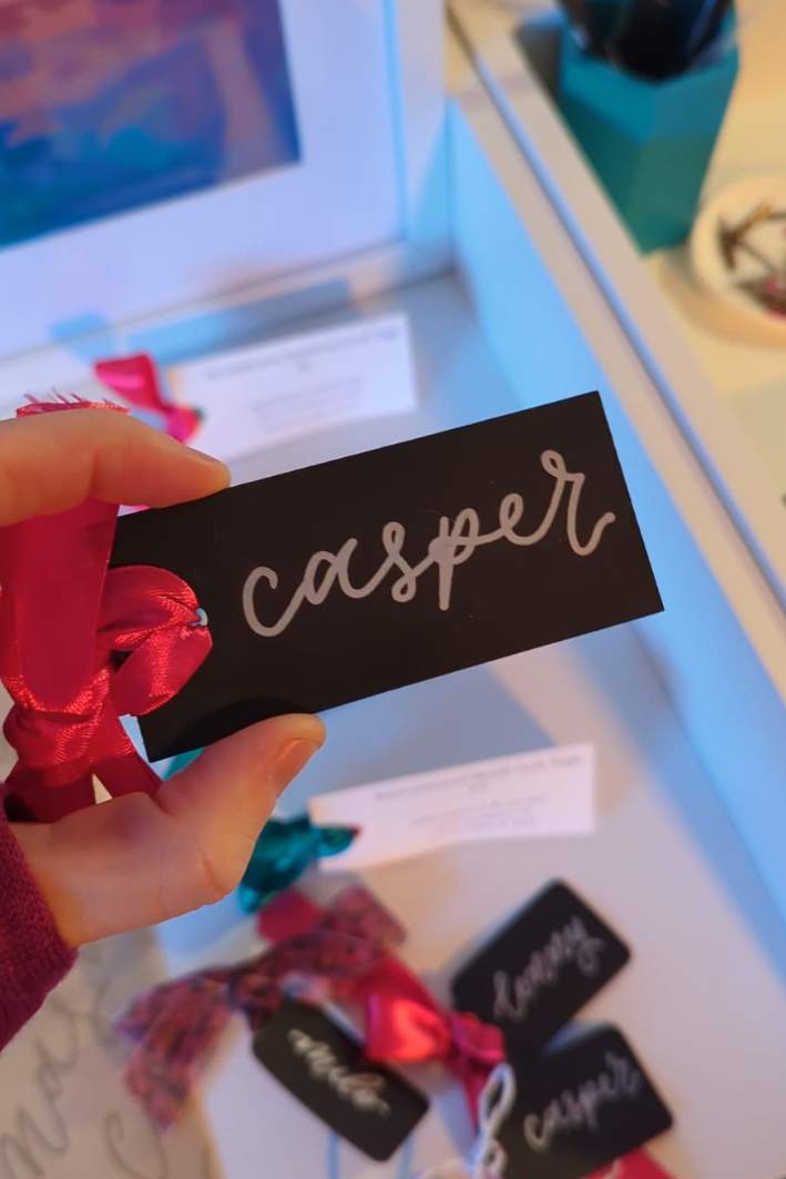 personalised chalkboard gift tag calligraphy